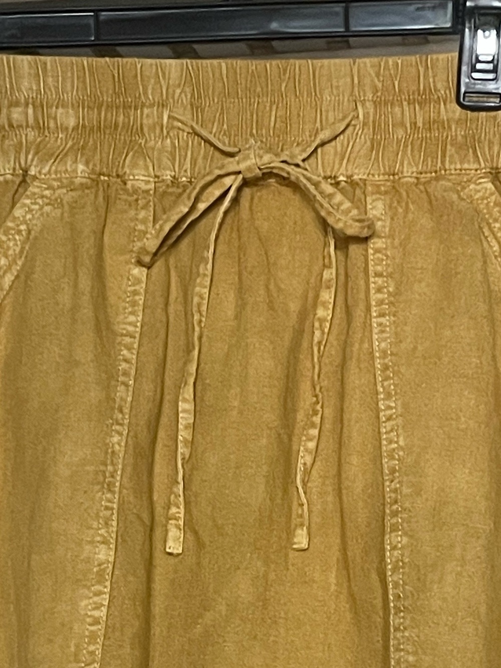 Pilcro Linen Blend Mustard/Gold Tiered Drawstring Skirt - Picture 3 of 11
